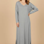 V Neck Slit Hem Sweatshirt Dress