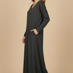 V Neck Slit Hem Sweatshirt Dress
