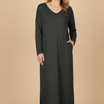 V Neck Slit Hem Sweatshirt Dress