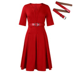 Elegant Office Wear A-Line Flowy Pleated Dress