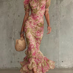 Fiora™ | Vintage Romantic Maxi Dress with Puff Sleeves