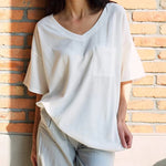 Loose Blouse Casual V Neck Shirt - Nadorine (Us Only)