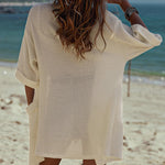 Women's Summer Cardigans 3/4 Sleeve Open Front Cardigan Duster Waffle Knit Kimono Swimsuit Cover Ups - Nadorine (Us Only)