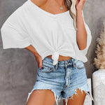 Loose Blouse Casual V Neck Shirt - Nadorine (Us Only)