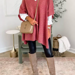 10 Colors V Neck Loose Fit Solid Poncho Sweater