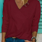 Margovil V-neck Long Sleeve Solid Basic Shirts