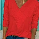Margovil V-neck Long Sleeve Solid Basic Shirts