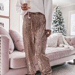 Margovil Drawstring Mid Waist Glitter Sequin Pants