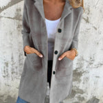 Justina | Long Sleeve Button Coat with Pockets