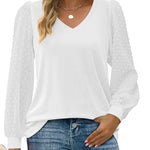 Nadorine Women's Blouses Dressy Casual V Neck Top