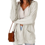 Nadorine Women's 2023 Fall Winter Cardigan Sweaters Long Sleeve Open Front Cable Knit Outwear Coat with Pockets