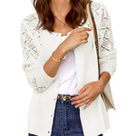 Nadorine Women's Button Down Crochet Sweater Cardigan