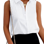 Sleeveless Button Down Tank Tops - Nadorine (Us Only)