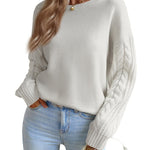 Zeagoo Womens 2023 Fall Sweaters Cute Cable Knit Crewneck Chunky Cozy Long Sleeve Warm Soft Pullover Sweater Tops
