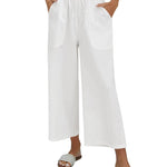 Nadorine Cotton Linen Pants Wide Leg Long Palazzo Pants