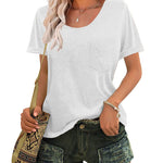 Nadorine Women's Chest Pocket T Shirt Blouses Tops