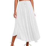High Waisted Flowy Elastic Skirts , Lightweight Long Skirts - Nadorine (Us Only)