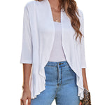 Nadorine Women's 3/4 Sleeve Draped Ruffles Cardigan