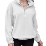 Women's Long Sleeve Sweatshirt Lapel Half Zip Pullover Drop Shoulder Fleece Pullover Tops S-3XL - Nadorine (Us Only)