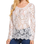 Sexy Sheer Floral Lace Blouse Top - Nadorine (Us Only)