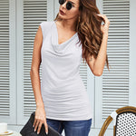 Ruched Cowl Neck Tank Tops - Nadorine (Us Only)
