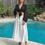 High Waisted Flowy Elastic Skirts , Lightweight Long Skirts - Nadorine (Us Only)
