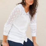 Nadorine Women's Button Down Crochet Sweater Cardigan