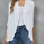 Nadorine Women's 3/4 Sleeve Draped Ruffles Cardigan