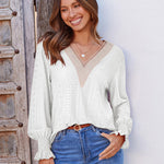 Nadorine Casual Lace V Neck T-Shirts
