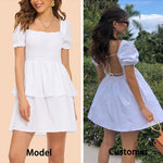 Lantern Sleeve Swing Mini Dress - Nadorine (Us Only)