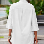 Linen Shirt Elastic Waist Casual Shorts Set - Nadorine (Us Only)