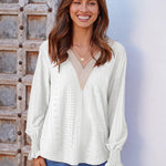 Nadorine Casual Lace V Neck T-Shirts