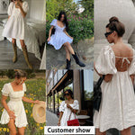 Lantern Sleeve Swing Mini Dress - Nadorine (Us Only)