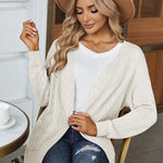 Nadorine Women's 2023 Fall Winter Cardigan Sweaters Long Sleeve Open Front Cable Knit Outwear Coat with Pockets