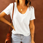 Nadorine Women's Chest Pocket T Shirt Blouses Tops