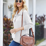 Womens Quilted Sweatshirts Quarter Zip Pullovers Lightweight Long Sleeve Stand Collar Tops with Kangaroo Pocket - Nadorine (Us Only)