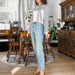 Nadorine Bow Tie Neck Long Sleeve Shirts Work Tops