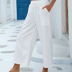 Nadorine Cotton Linen Pants Wide Leg Long Palazzo Pants