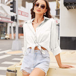 Satin Silk Shirt Floral Button Down Blouse - Nadorine (Us Only)