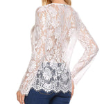 Sexy Sheer Floral Lace Blouse Top - Nadorine (Us Only)