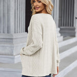 Nadorine Women's 2023 Fall Winter Cardigan Sweaters Long Sleeve Open Front Cable Knit Outwear Coat with Pockets