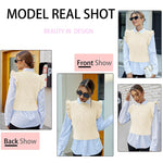 Women's Sweater Vests Round Neck Ruffle Cable Knit Cropped Tops Sleeveless Sweater S-XXL - Nadorine (Us Only)