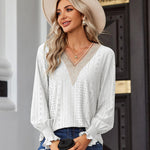 Nadorine Casual Lace V Neck T-Shirts