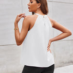 Nadorine High Neck Halter Tops Sleeveless Flowy Cami Blouse