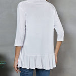 Nadorine Women's 3/4 Sleeve Draped Ruffles Cardigan