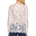 Sexy Sheer Floral Lace Blouse Top - Nadorine (Us Only)