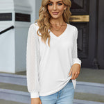 Nadorine Women's Blouses Dressy Casual V Neck Top