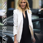 Womens Oversized Blazer Jackets Satin Roll Sleeve Open Front Casual Work Cardigan Jacket with Pockets - Nadorine (Us Only)