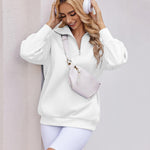 Nadorine Women Sweatshirts Quarter Zip Stand Collar Pullovers Fleece Workout Hoodies Y2K Clothes