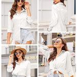 Satin Silk Shirt Floral Button Down Blouse - Nadorine (Us Only)